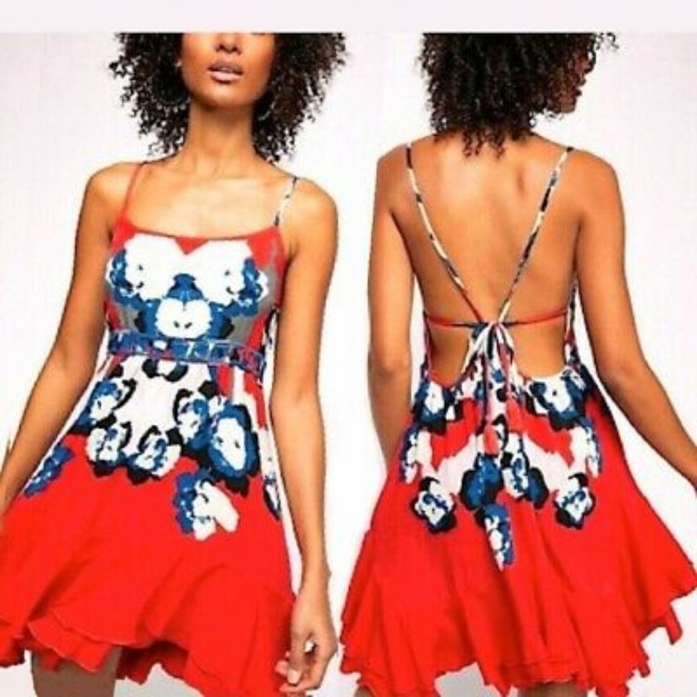 Free People Sweet Lucy Slip Dress Cherry Kiss Combo Size Medium